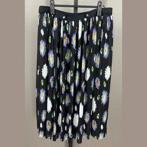 NEW Kenzo Skirt Womens 10 Large black purple floral midi designer